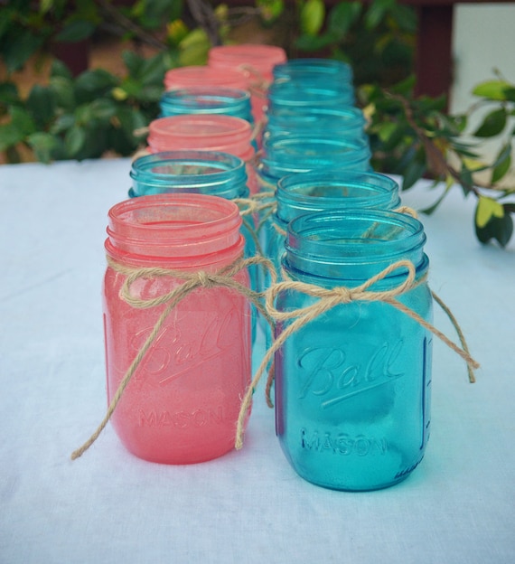 Stained Mason Jars In Your Choice of Colors - Set of 12