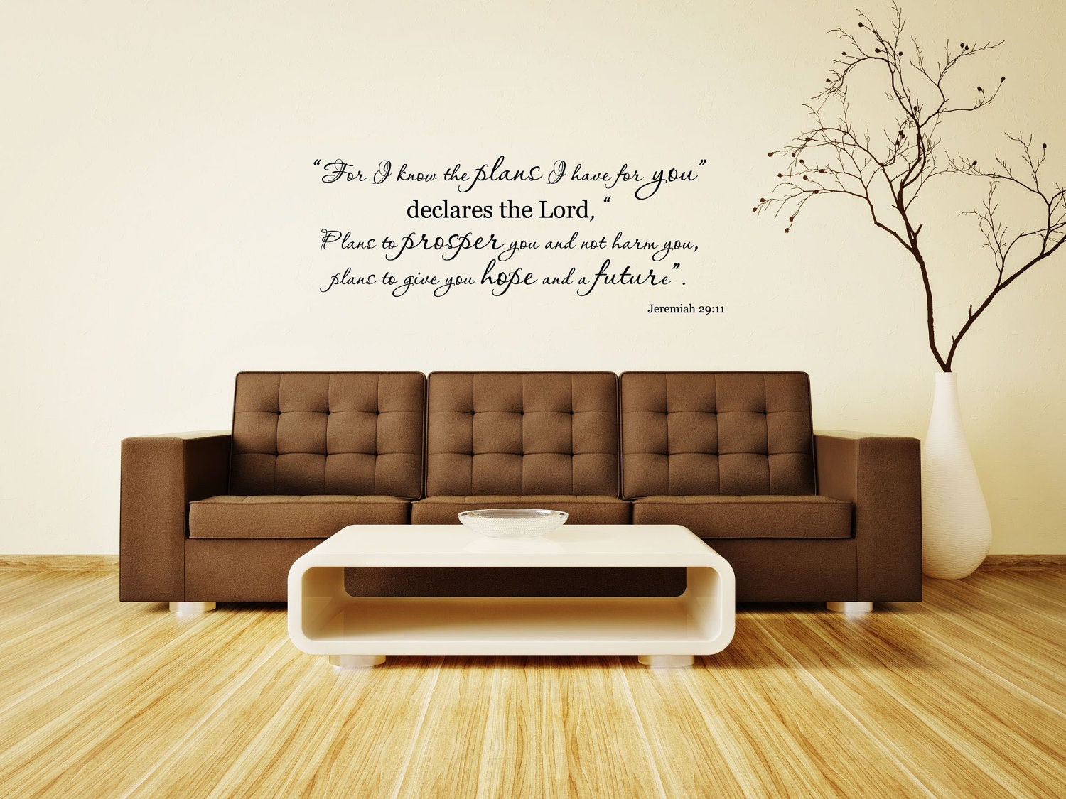 Jeremiah 29:11 Bible Verse Vinyl Wall Decal...For I know the plans I have for you....Your choice of color"