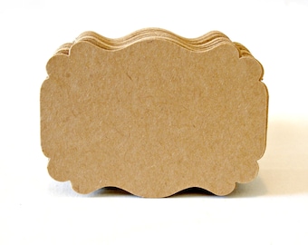 Fancy label shaped die cuts Scrapbooking Embellishment Kraft labels Any occasion 2 1/2 dozen