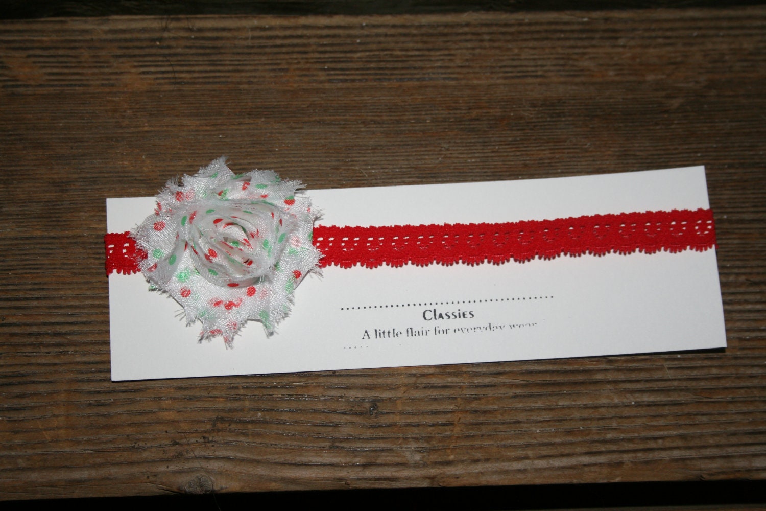 Christmas Sprinkles Petite Shabby Rose on Stretch Headband, Red OR Choose from OVER 50 Color/Styles: All proceeds go to kids' college fund
