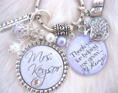 TEACHER GIFT Inspirational Quote Back to School Personalized Name Bottle cap Purple Keychain Preschool Daycare THANK You for helping me grow