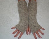 Knit   Gloves Fingerless Grey.Mom.Sale.Cable.Wrist/Arm  Warmers.Woolen.Long.Select  Color.