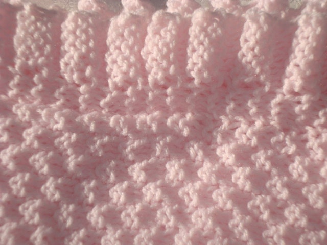Knit  Pink Baby  Blanket  with   Ruffle.30"x 30" Square.Newborn.Made - to - order.Select  your  color.