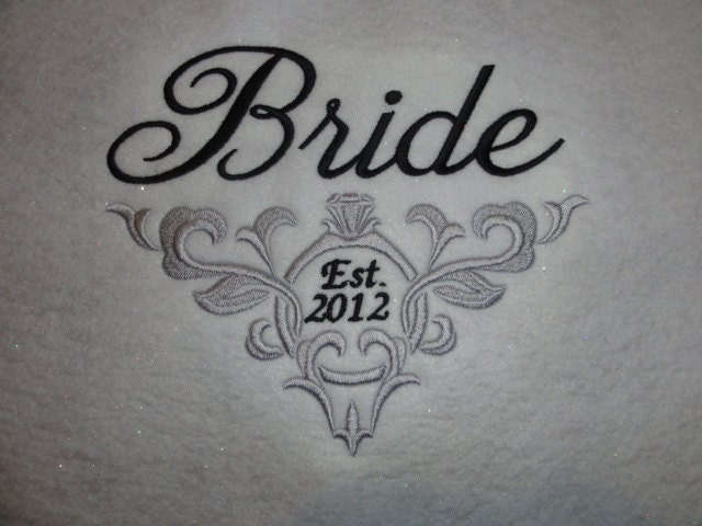 Personalized Embroidered Brides or Mrs. full zip up hoodie jacket - cover up - with the ring and the date  - GREAT GIFT
