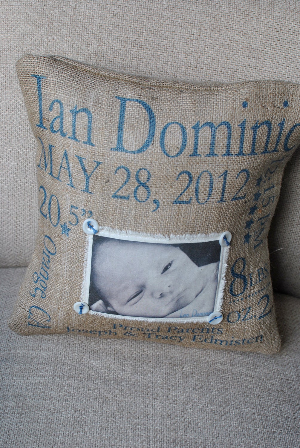 Birth Announcement Customizable Baby Pillow Cover