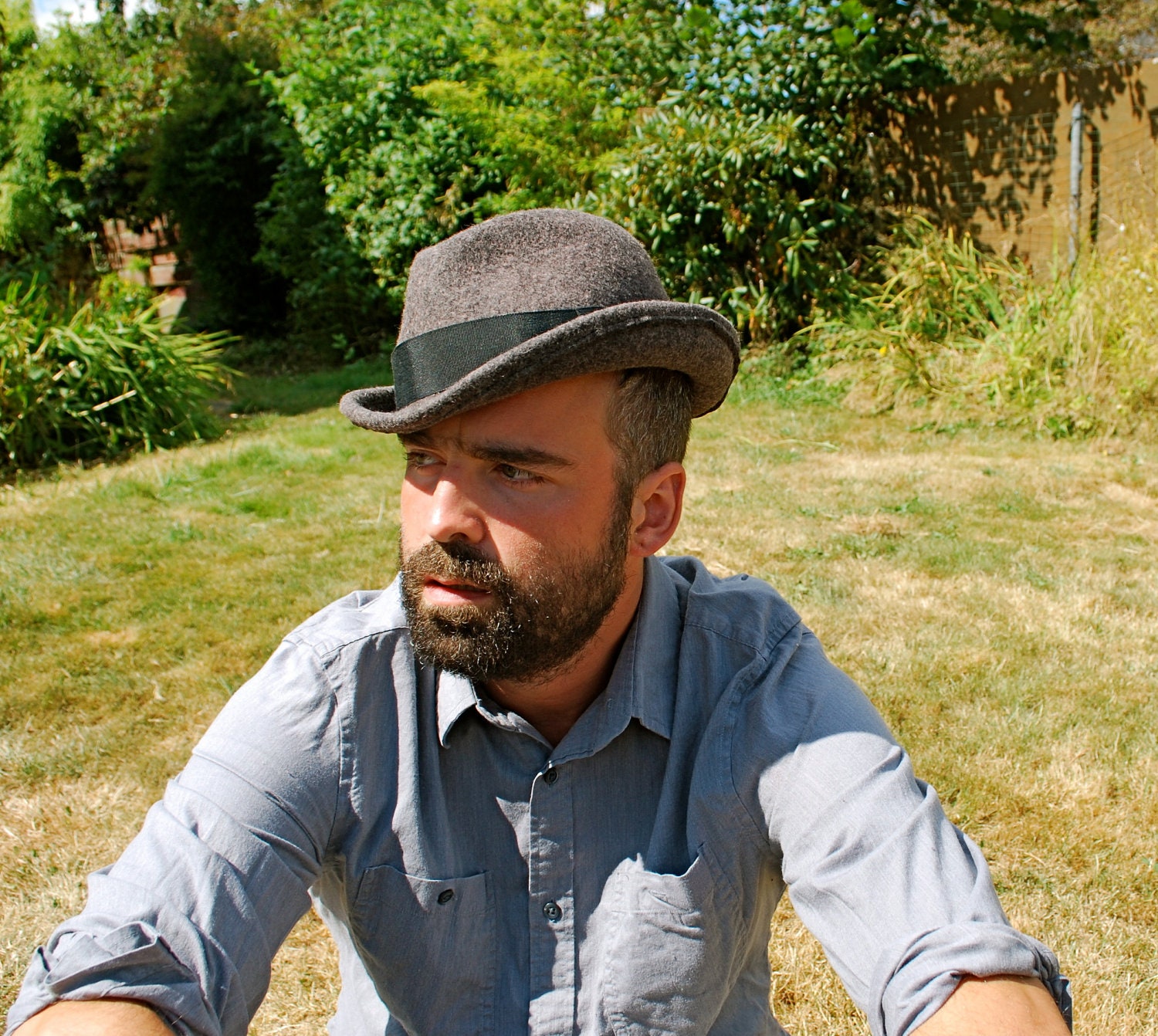 Mens Grey Wool felt hat- Fedora/ Trilby size Large- Hand Blocked
