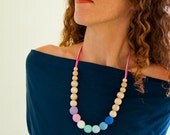 New Silk Mama Rainbow Nursing Necklace/Teething Necklace-Purple Lavender Pink Mint White Blue