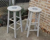 Pair of 2 Paris Grey Chalk Painted Stools