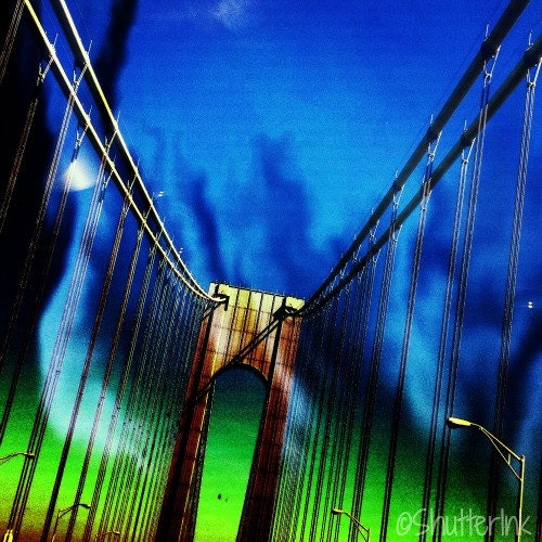 New York Photography. Bridge. Sky. Surreal. Pop Art. Manhattan. NYC. 5x5