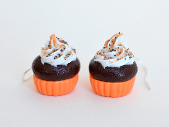 Halloween Sprinkles Cupcake Earrings - Polymer Clay - Ashito