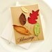 Handmade Fall Card, Blessings Stamp Embossed, Autumn Leaves, Sewn Card, Kraft, Christian Religious