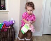 New Fall chocolate or tan linen Ruffle Pants Penelope children toddler baby girl sz12/18m, 2t, 3t, 4t, 5t