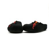 Felted slippers - wool clogs - black red yellow - autumn fall fashion - made to order - Wedding gift