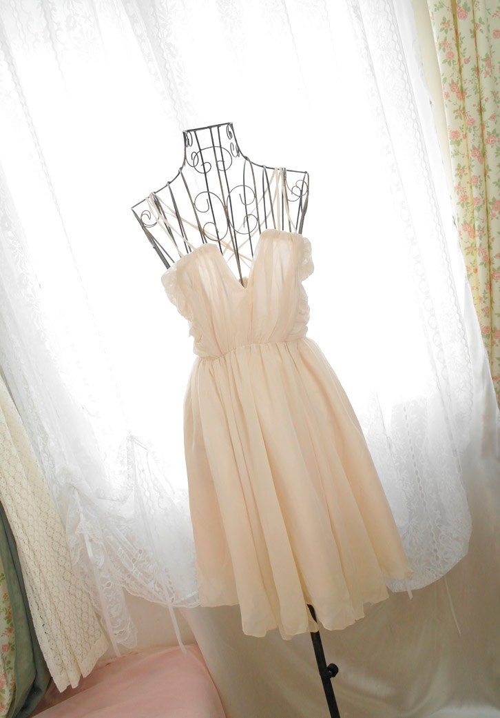 Sweetheart Elegance Cocktail Party Prom GODDESS handmade drape ivory beige chiffon crosses double straps deep V dress