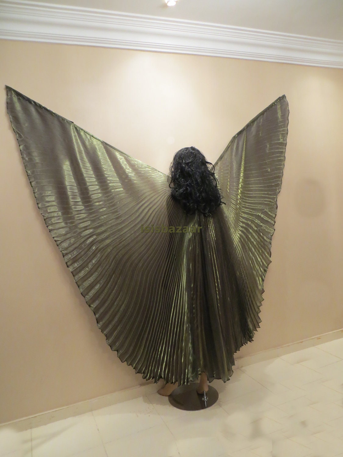 Cute Dark Olive Taffeta Bellydance Costume ISIS WINGS
