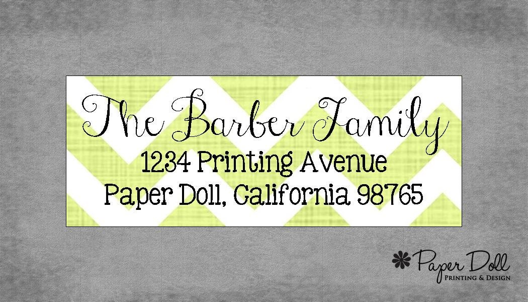 Chevron Return Address Labels - Lime Green - Set of 90