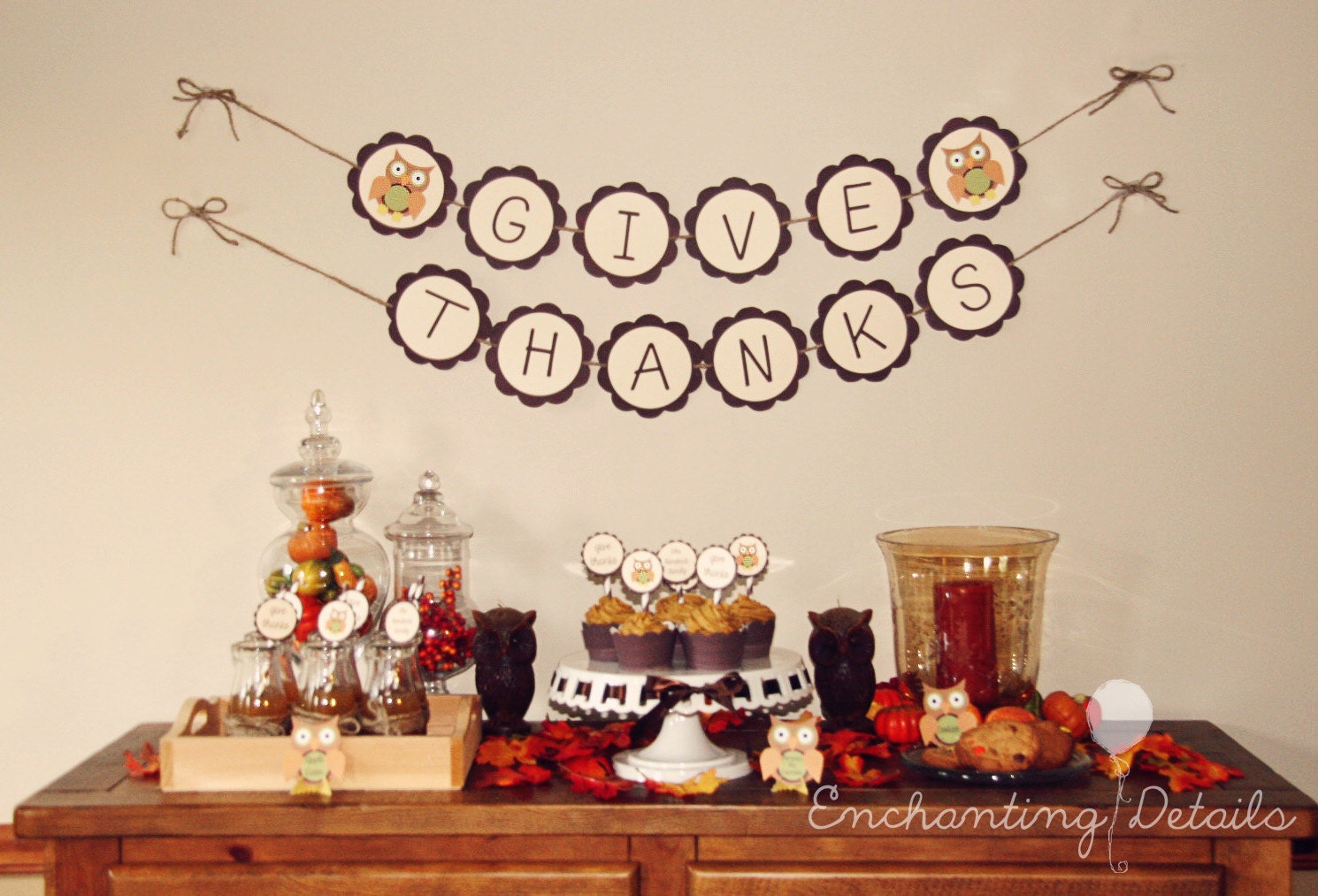 Thanksgiving Owl Printable Kit "Look Whooo's Coming to Thanksgiving" Il_570xn