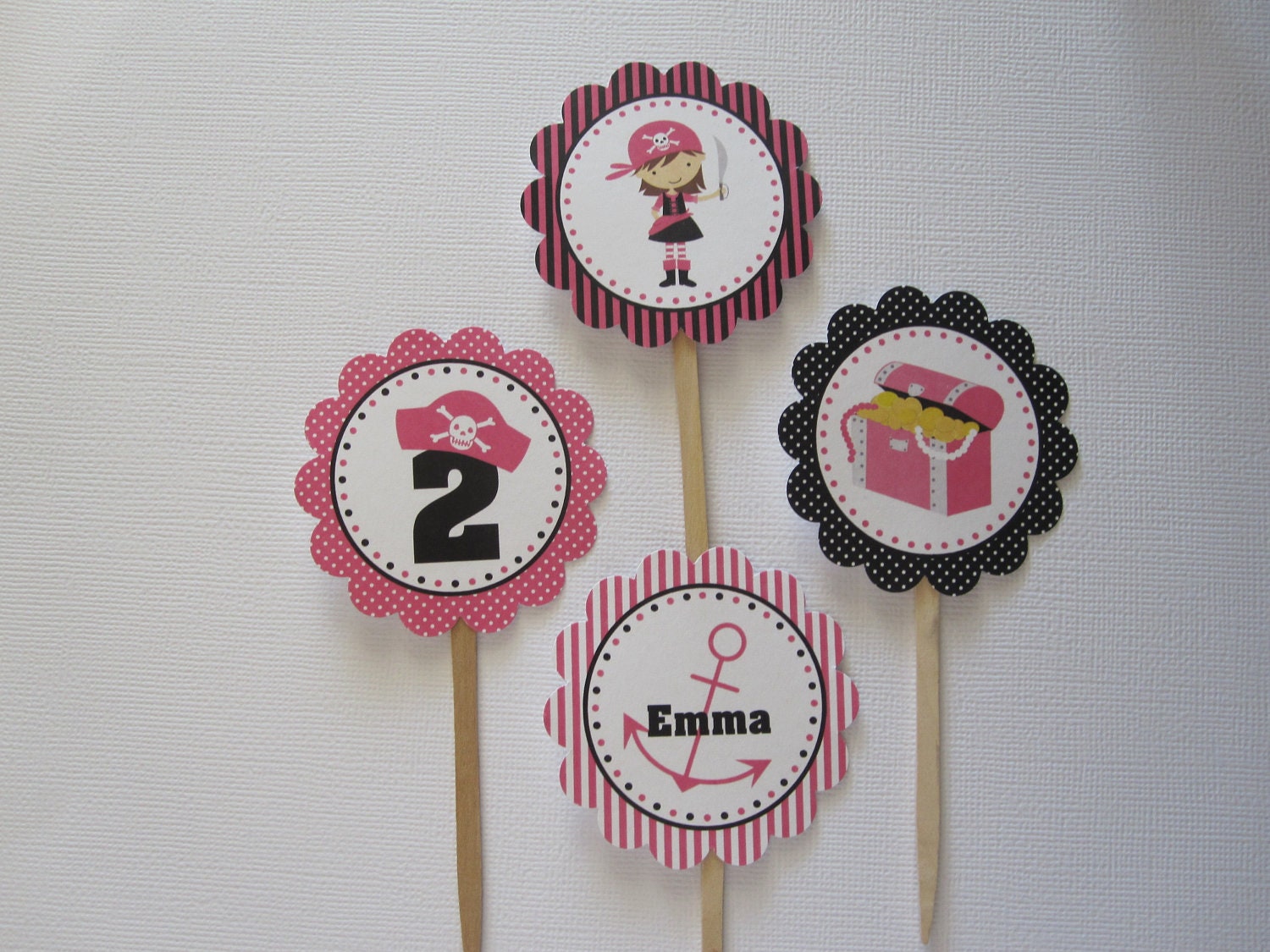 12 Personalized Girl Pirate Cupcake Toppers Il_570xn