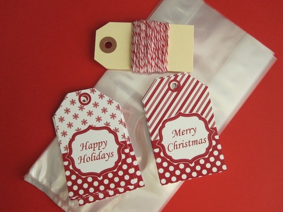 8 Christmas Tags, Twine and Bags Il_570xn