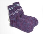 Hand Knitted Wool Socks - Violet, Extra Large