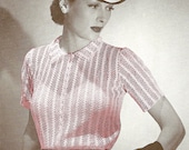 1940s Lacy Stripe See Through Suit Blouse - Crochet pattern PDF 1266