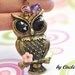 OWL Necklace - Flowery Owl Long Necklace - Antique Bronze Chain Necklace