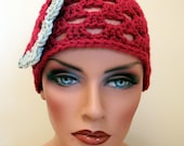 CROCHET HAT,  Boho chic burgundy hat, Chemo Cap, washable wool hat, super soft