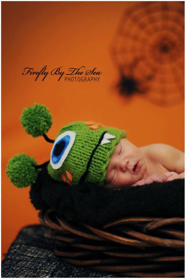 The cutest Little Monster - Baby Monster hat, perfect newborn photo prop and Halloween costume