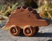 Redwood Push Stegosaurus, Handmade, Heirloom Toy
