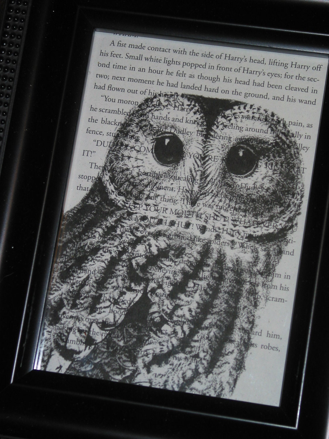 Harry Potter Book Print Owl Book Print Upcycled Book Page