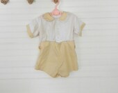 Vintage 1940s Baby Romper Outfit Yellow and White