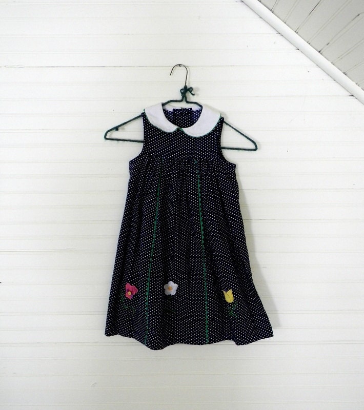 Girls Vintage Dress, Polka Dot Dress Size 4T