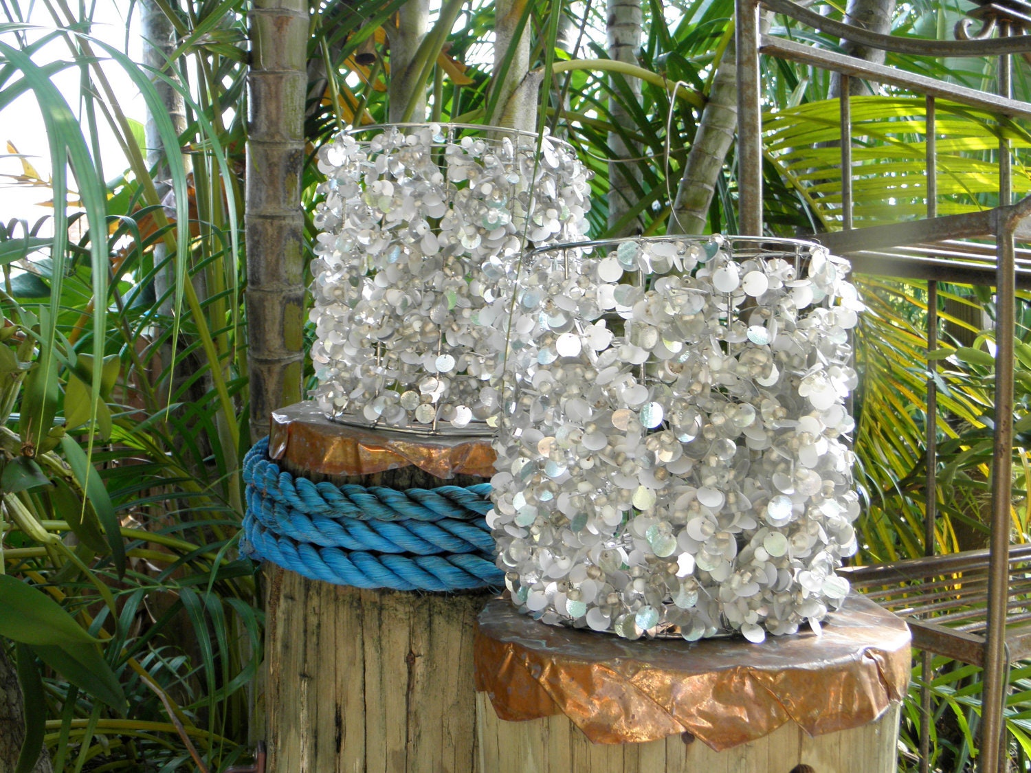Pair of Vintage Silver Paillettes Candle Holders/Sconce, Centerpiece, Candle Sconce