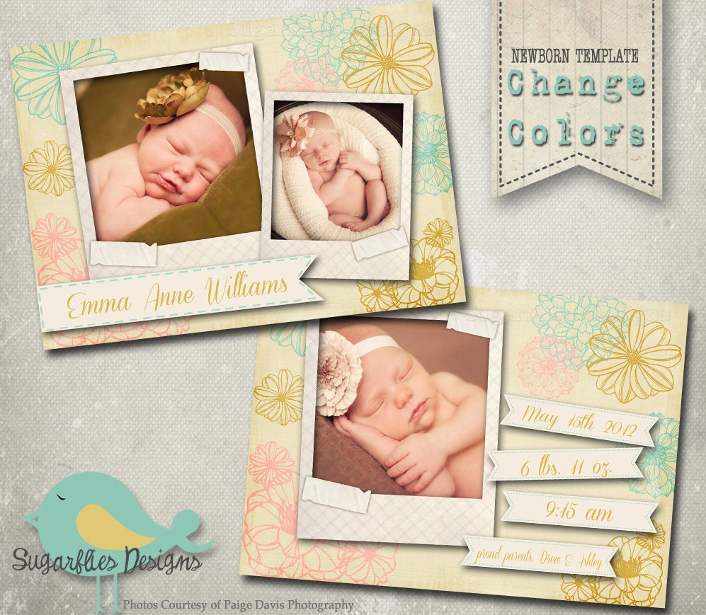 Vintage Baby Announcement Templates - Baby Girl Gardens