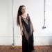 70s black lace gown slip