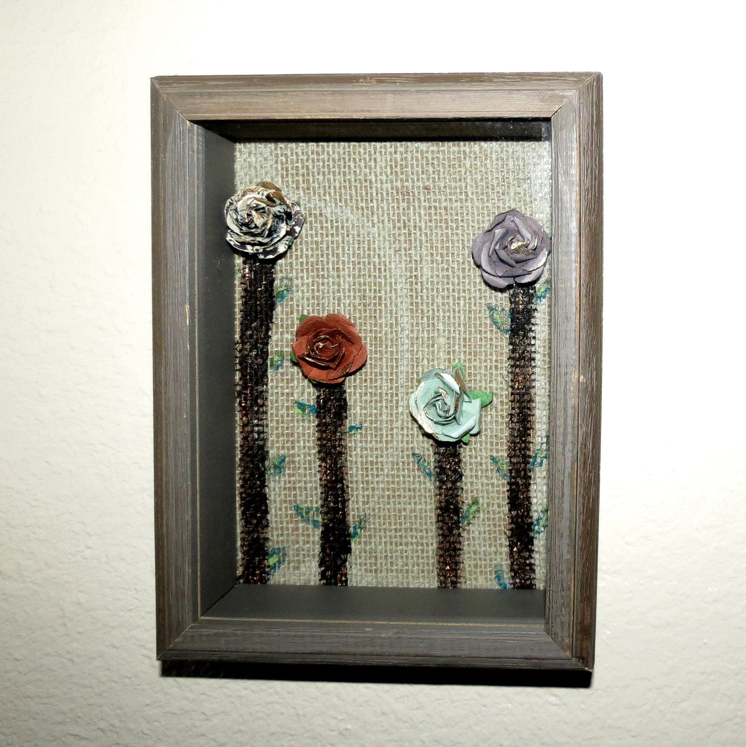 Mixed Media Art,  Home Decor, Home and Living, Mixed Media Original, Paper Flowers, Shadow Boxes, Shadow box, Wall Art, Unique Gift