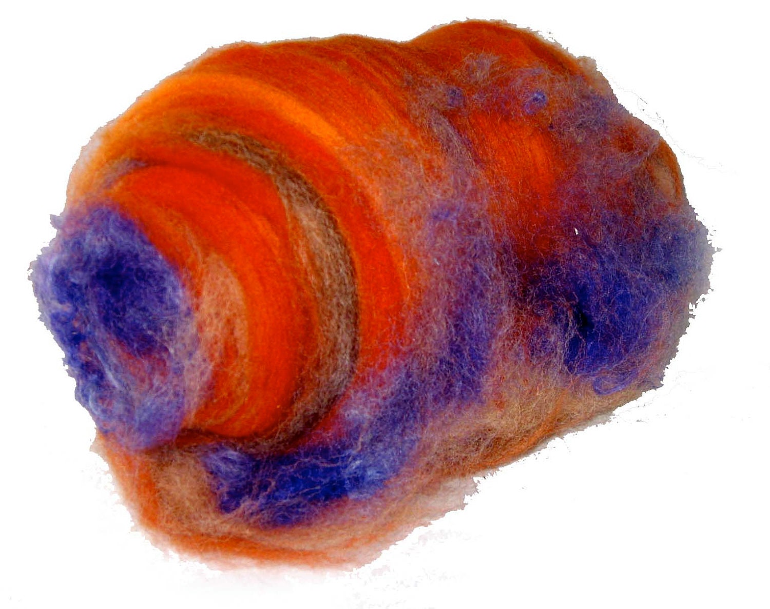 purple orange carded wool art batt for spinning or felting 2.54 oz