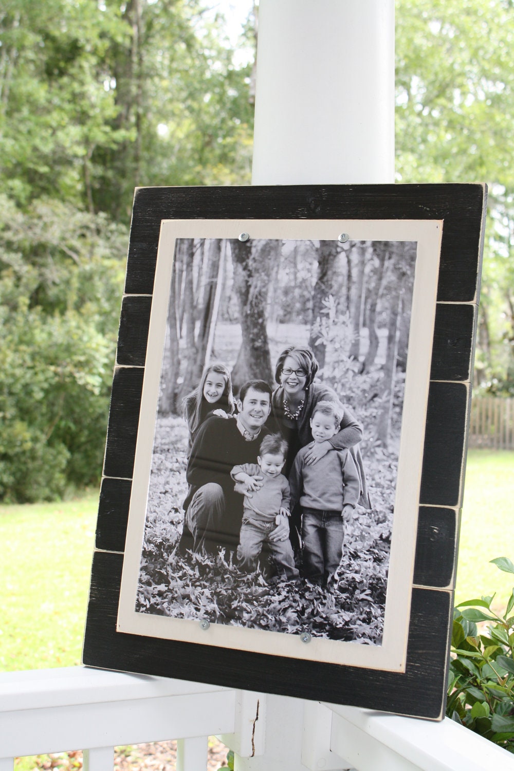 Distressed Black 12x18 Picture Frame with Ivory Wood Mat- Pick Colors