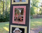 Triple 5 x 7 Distressed Wood Frame Grey & Chevron / Coastal Cottage Feel