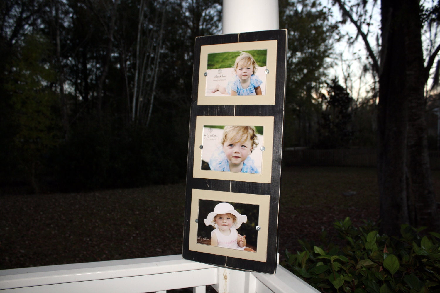 Triple 5 x 7 Distressed Black & Tan Frame / Coastal Cottage Feel