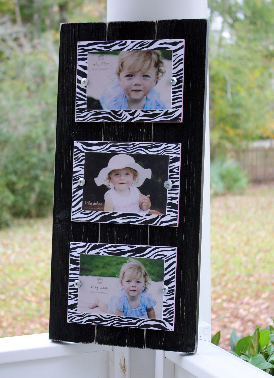 Triple 4 x 6 Distressed Black & Zebra Print Frame Fun Girls Room