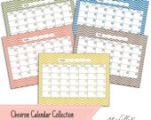 Printable Calendar Collection in Chevron - 5 PDF Digital Files (8.5" x 11") - Available as an Instant Download