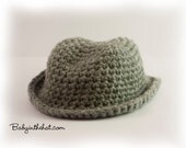 Newborn Grey Fedora Crochet Hat Photo Prop 0-12 Months