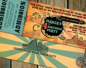 Roller Coaster Birthday Party or Wedding Save the Date Ticket Invitation for a Circus or Carnival themed birthday, wedding or baby shower