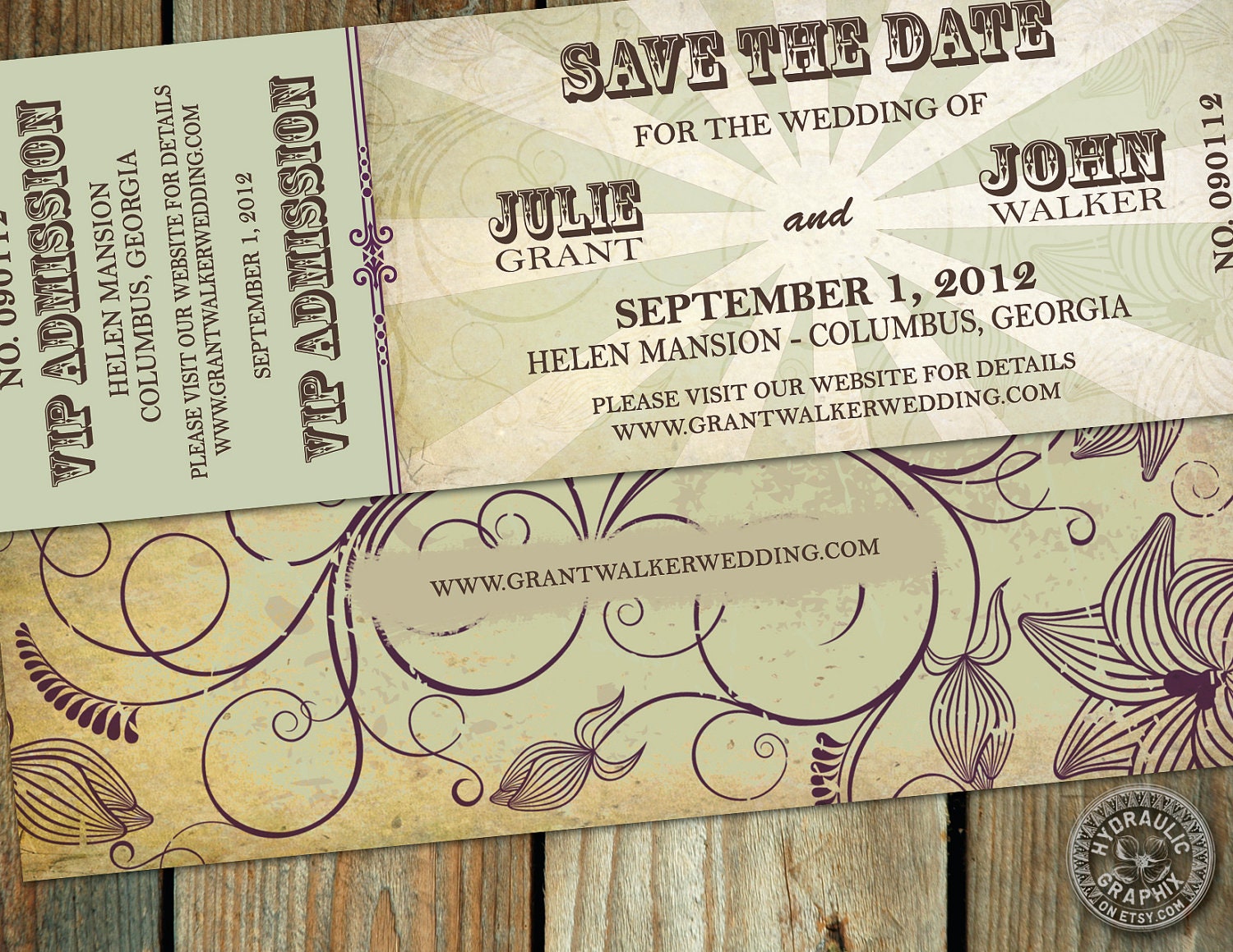 Save the Date VIP Music CONCERT TICKET Style for organic wedding Il_570xn