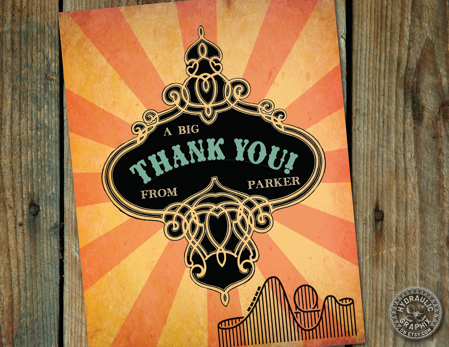 Circus or Carnival themed wedding or roller coaster Thank You cards - customize to match any invitation in my shop Il_570xn