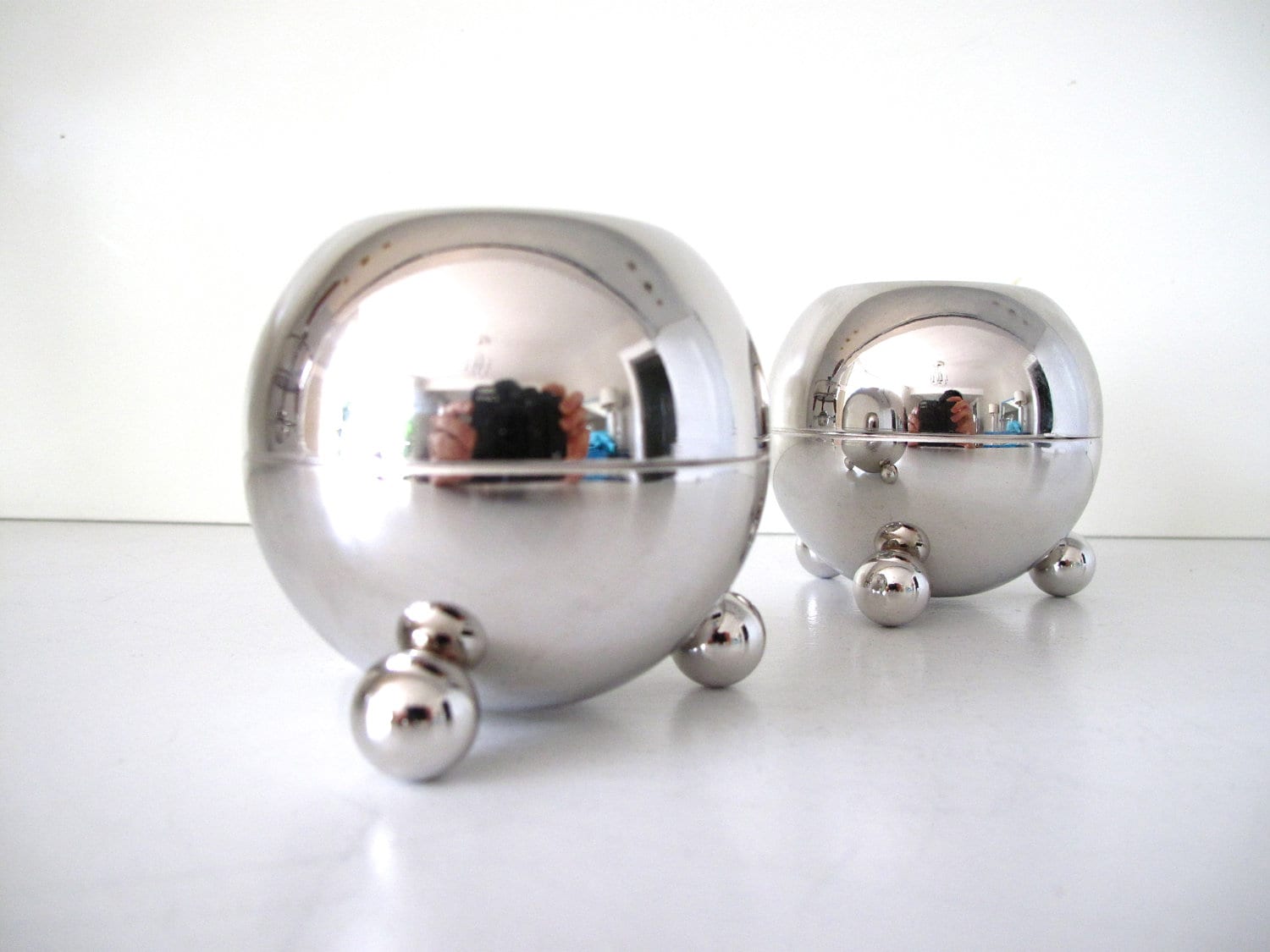 Art Deco Chrome Ball Candle Holders MINT by elefantdesign on Etsy