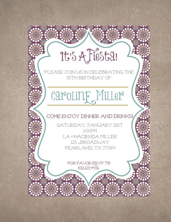 30th fiesta birthday/baby shower invite-Print your own Il_570xn