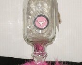 Redneck Wine Glass - PINK Texas LONGHORNS UT football w/ feather boa Cowgirl Cocktails