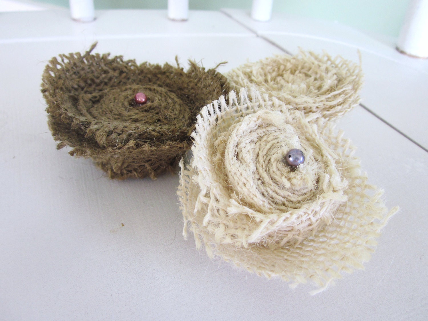 CHRISTMAS SALE Burlap flower magnets,  shabby chic magnets,magnet set, farmhouse decor, magnets, burlap flowers